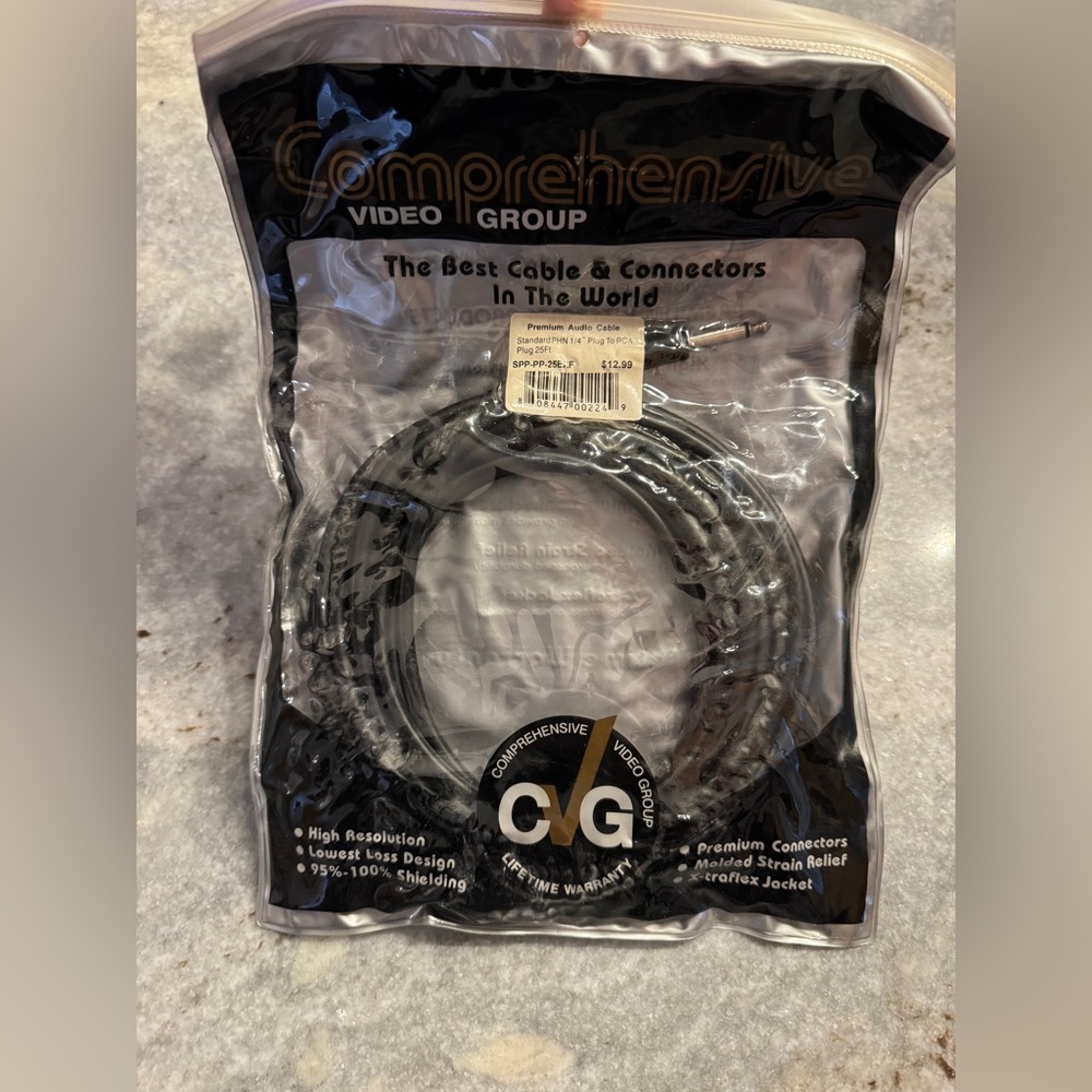NWT Comprehensive Video Group CVG Premium Audio Cable 1/4” Plug 25’ Standard PHN